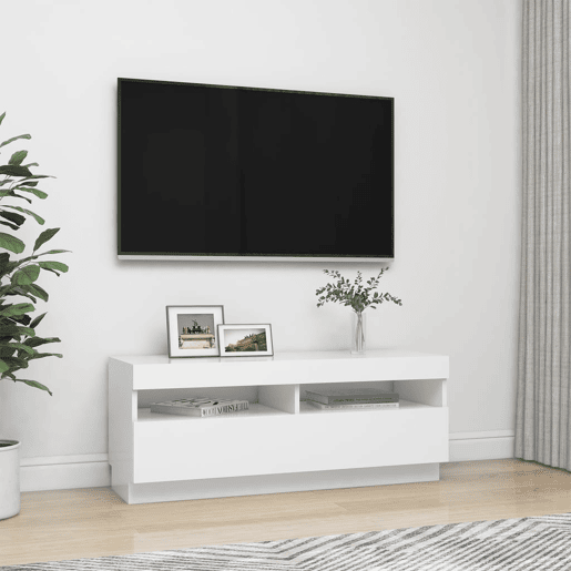 Móvel de TV - Modulo de TV - Armário de TV com luzes LED 100x35x40 cm branco