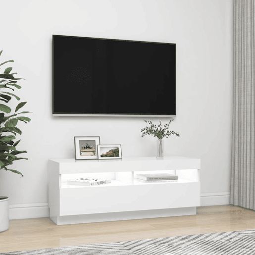 Móvel de TV - Modulo de TV - Armário de TV com luzes LED 100x35x40 cm branco