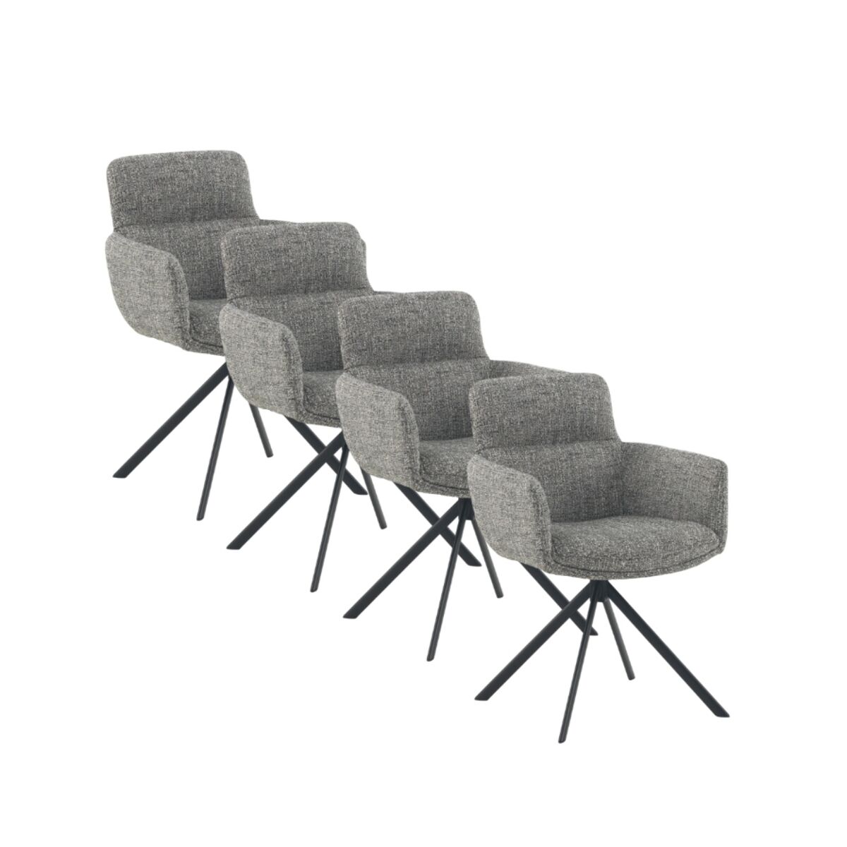 Pack 4 sillones tapizados tweed verde