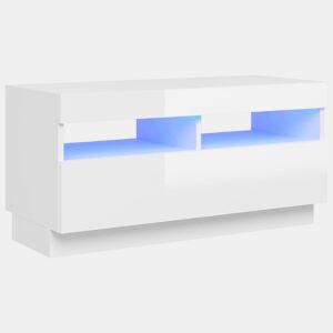 Móvel de TV - Modulo de TV - Armário de TV com luzes LED 80x35x40 cm branco brilhante
