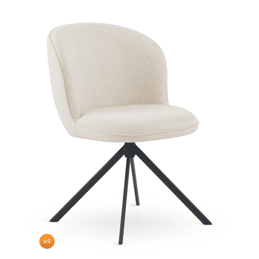 Pacote de 4 cadeiras estofadas em tweed branco salpicado