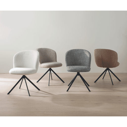 Pacote de 4 cadeiras estofadas em tweed branco salpicado