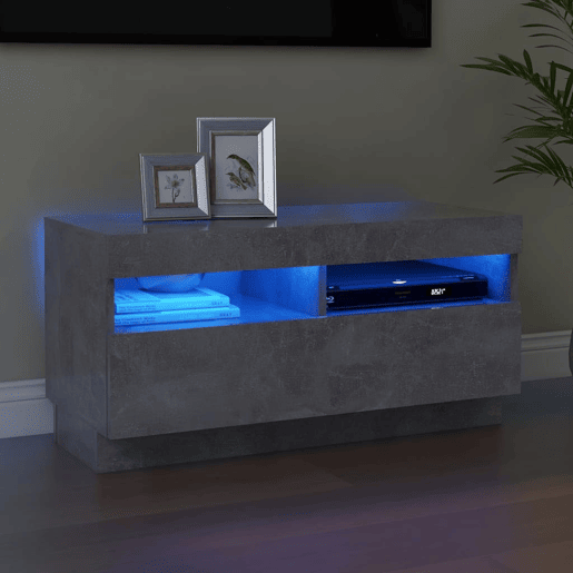 Móvel de TV - Modulo de TV - Armário de TV com luzes LED 80x35x40 cm cinzento cimento