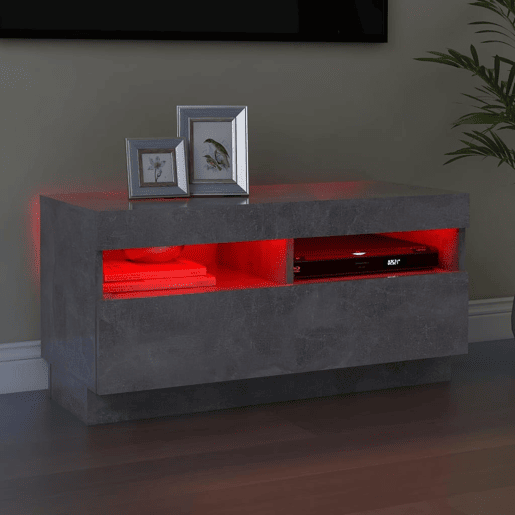 Móvel de TV - Modulo de TV - Armário de TV com luzes LED 80x35x40 cm cinzento cimento