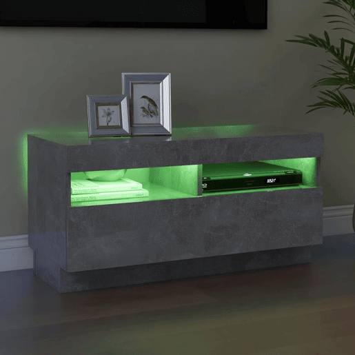 Móvel de TV - Modulo de TV - Armário de TV com luzes LED 80x35x40 cm cinzento cimento