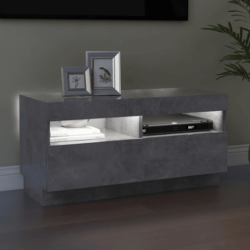 Móvel de TV - Modulo de TV - Armário de TV com luzes LED 80x35x40 cm cinzento cimento