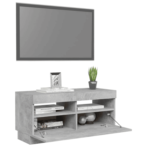 Móvel de TV - Modulo de TV - Armário de TV com luzes LED 80x35x40 cm cinzento cimento