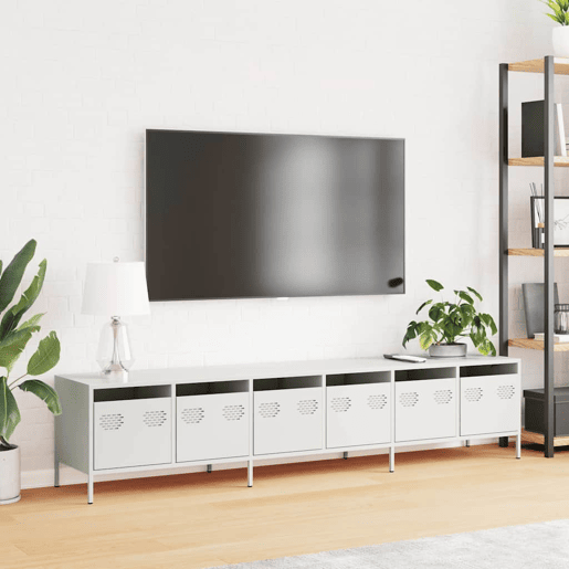 Móvel de TV - Modulo de TV - Armário de TV 202x39x43,5 cm aço laminado a frio branco