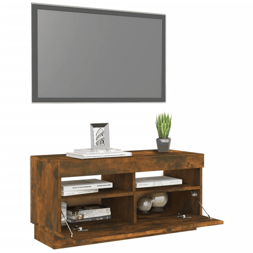 Móvel de TV - Modulo de TV - Armário de TV com luzes LED 80x35x40 cm carvalho fumado