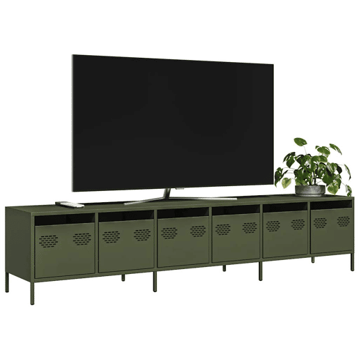 Móvel de TV - Modulo de TV - Armário de TV 202x39x43,5 cm aço laminado a frio verde-azeitona