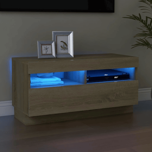 Móvel de TV - Modulo de TV - Armário de TV com luzes LED 80x35x40 cm carvalho sonoma