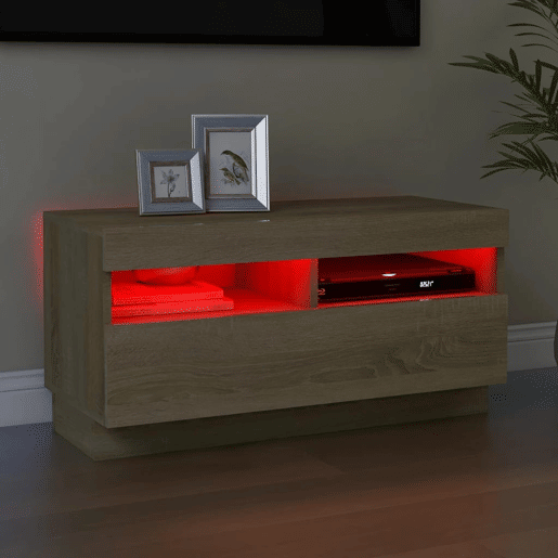 Móvel de TV - Modulo de TV - Armário de TV com luzes LED 80x35x40 cm carvalho sonoma