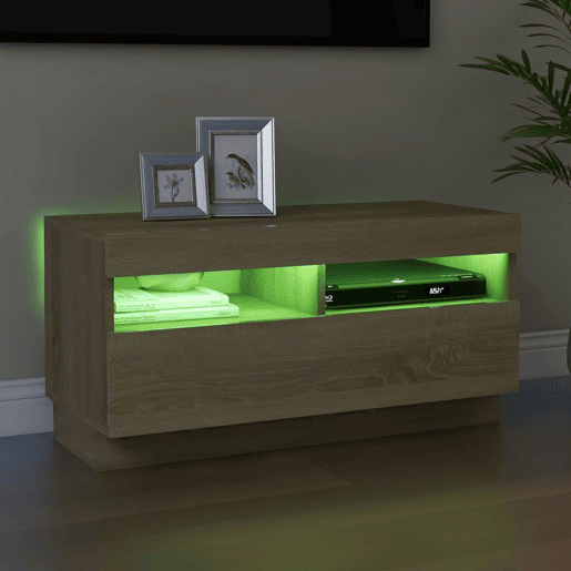 Móvel de TV - Modulo de TV - Armário de TV com luzes LED 80x35x40 cm carvalho sonoma