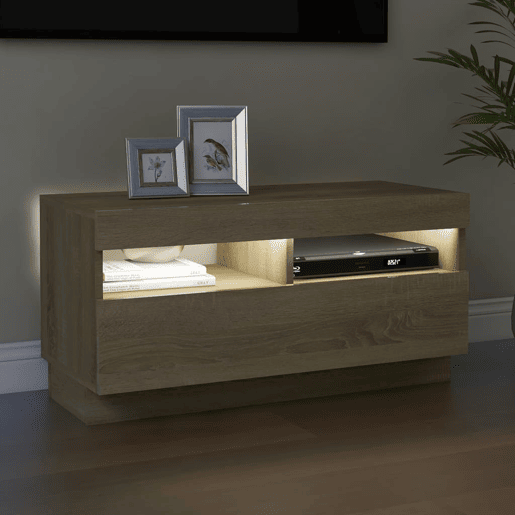Móvel de TV - Modulo de TV - Armário de TV com luzes LED 80x35x40 cm carvalho sonoma