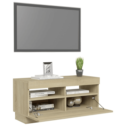 Móvel de TV - Modulo de TV - Armário de TV com luzes LED 80x35x40 cm carvalho sonoma