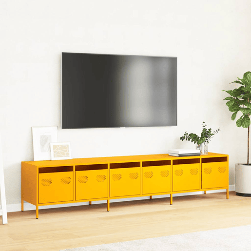 Móvel de TV - Modulo de TV - Armário de TV 202x39x43,5 cm aço laminado a frio amarelo mostarda