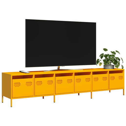 Móvel de TV - Modulo de TV - Armário de TV 202x39x43,5 cm aço laminado a frio amarelo mostarda