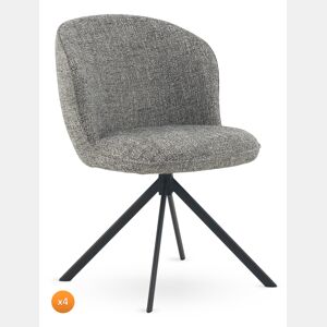 Pacote de 4 cadeiras estofadas em tweed verde salpicado