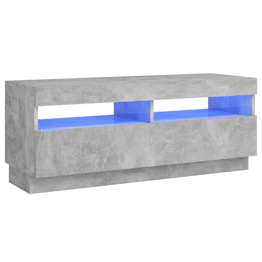 Móvel de TV - Modulo de TV - Armário de TV com luzes LED 100x35x40 cm cinzento cimento