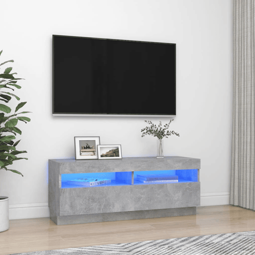 Móvel de TV - Modulo de TV - Armário de TV com luzes LED 100x35x40 cm cinzento cimento