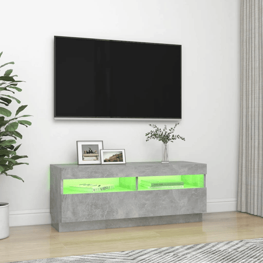 Móvel de TV - Modulo de TV - Armário de TV com luzes LED 100x35x40 cm cinzento cimento
