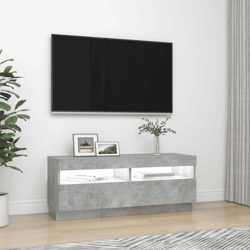 Móvel de TV - Modulo de TV - Armário de TV com luzes LED 100x35x40 cm cinzento cimento
