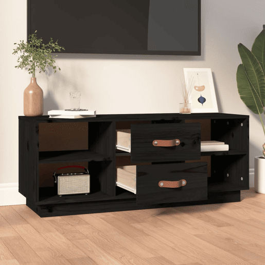 Móvel de TV - Modulo de TV - Armário de TV 100x34x40 cm madeira de pinho maciça preto