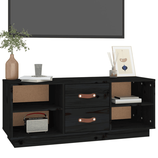 Móvel de TV - Modulo de TV - Armário de TV 100x34x40 cm madeira de pinho maciça preto