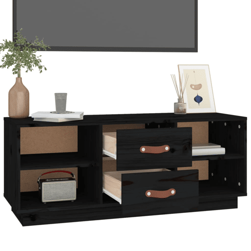 Móvel de TV - Modulo de TV - Armário de TV 100x34x40 cm madeira de pinho maciça preto