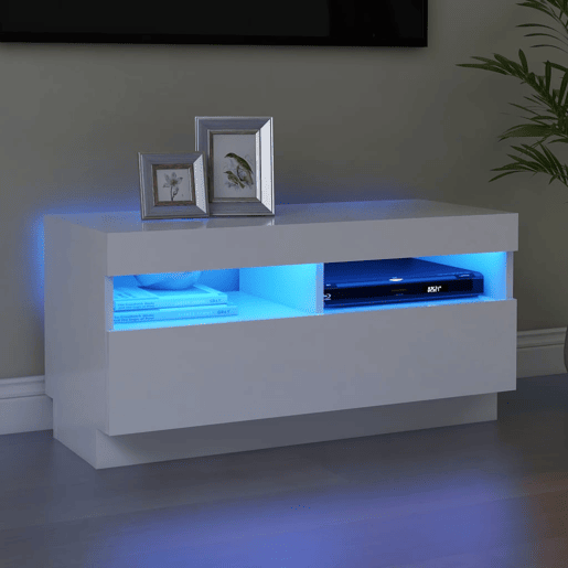 Móvel de TV - Modulo de TV - Armário de TV com luzes LED 80x35x40 cm branco