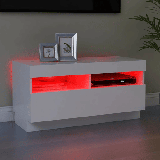Móvel de TV - Modulo de TV - Armário de TV com luzes LED 80x35x40 cm branco