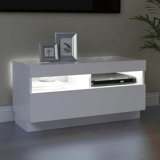 Móvel de TV - Modulo de TV - Armário de TV com luzes LED 80x35x40 cm branco