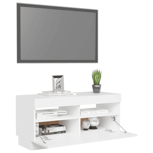 Móvel de TV - Modulo de TV - Armário de TV com luzes LED 80x35x40 cm branco