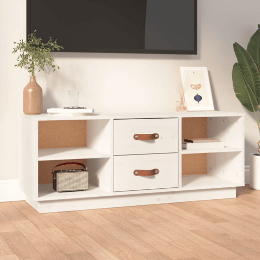 Móvel de TV - Modulo de TV - Armário de TV 100x34x40 cm madeira de pinho maciça branco