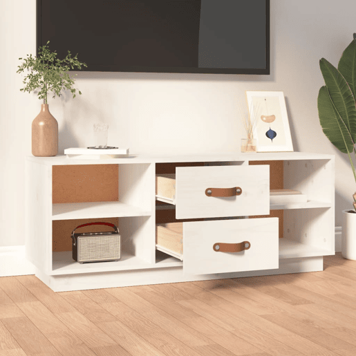 Móvel de TV - Modulo de TV - Armário de TV 100x34x40 cm madeira de pinho maciça branco