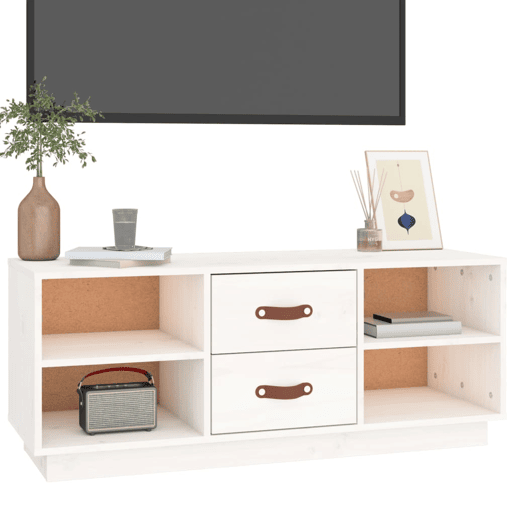 Móvel de TV - Modulo de TV - Armário de TV 100x34x40 cm madeira de pinho maciça branco