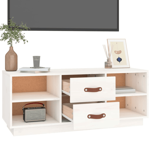 Móvel de TV - Modulo de TV - Armário de TV 100x34x40 cm madeira de pinho maciça branco