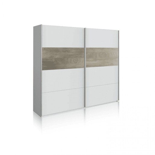Roupeiro Brike 180 2 portas de correr Artik Branco (Branco mate) - Carvalho Alasca 180 x 200 x 60 cm