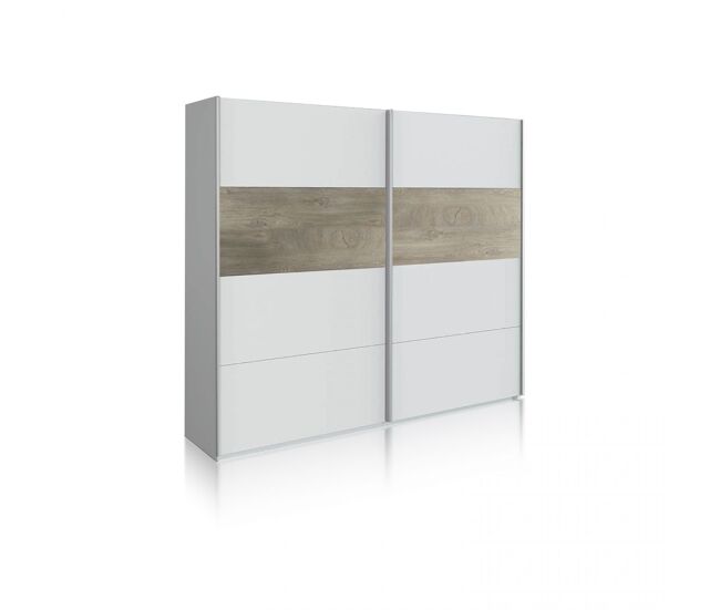 Armario de puertas correderas y grandes dimensiones en blanco mate y roble alaska 180x200 cm brike blanco artik (blanco mate) – roble alaska 180 x 20