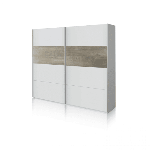 Roupeiro Brike 180 2 portas de correr Artik Branco (Branco mate) - Carvalho Alasca 180 x 200 x 60 cm