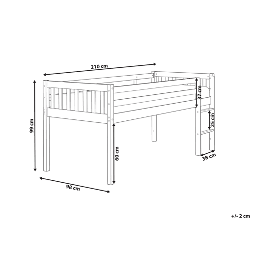Cama de meia altura Madeira PEIPIN 90 x 200 cm Branco