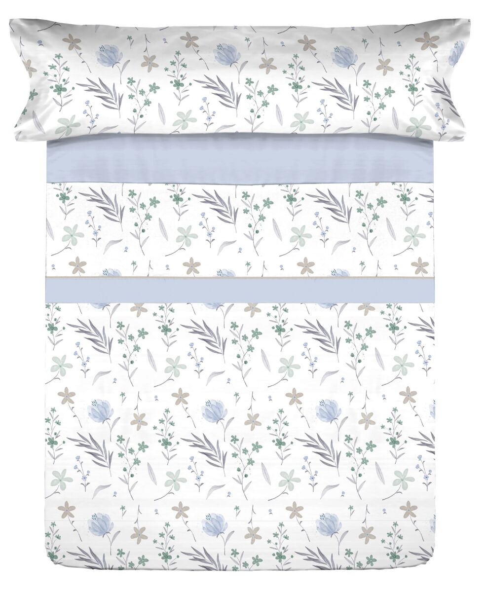 Juego sábanas microfibra verano civel azul cama 105cm donegal collections