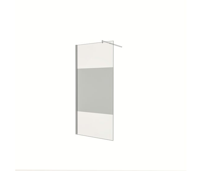 Mampara de ducha fija serigrafiado central vidrio 8mm con película de seguridad a prueba de explosiones (118-120)x200cm con barra 70-120cm