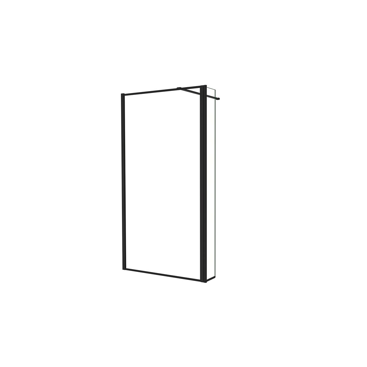 Mampara de ducha fija borde de serigrafía negra 2hojas vidrio 8mm antical con barra1 negra 90cm tamaño[(103.9-105.9)+40]x200cm