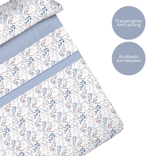 Conjunto de lençóis de microfibra Summer Dnan Azul para cama 150cm Donegal Collections