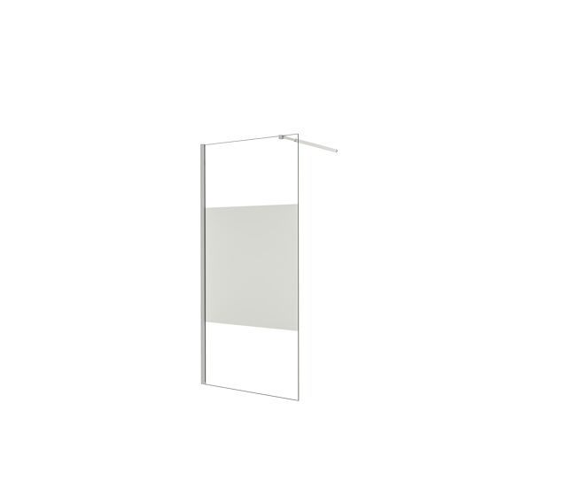 Mampara de ducha fija serigrafiado central vidrio 8mm con película de seguridad a prueba de explosiones (108-110)x200cm con barra 73-120cm