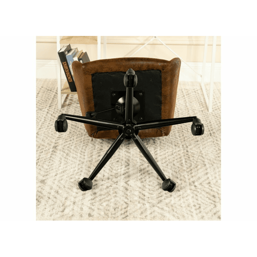 Cadeira de escritório vintage em tecido de camurça, giratória, altura ajustável e 6 rodízios ROSS SUEDE CASTANHO PRETO