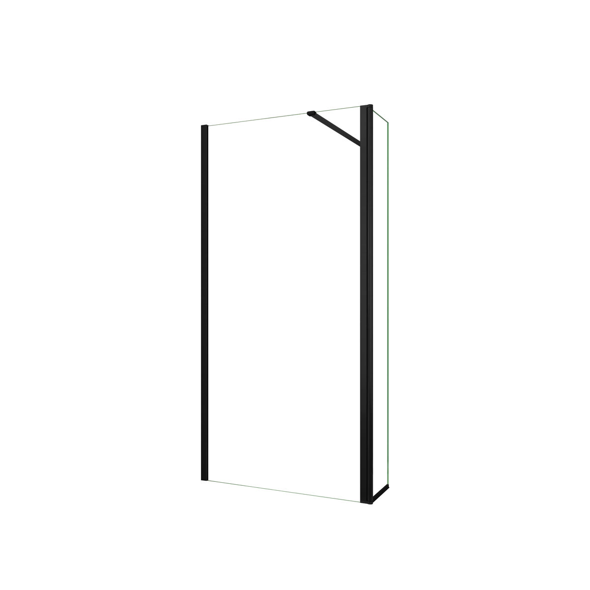 Mampara de ducha fija 2 hojas panel fijo+lateral giratorio vidrio 8mm antical con barra1 negra mate 90cm tamaño[(133.9-135.9)+40]x200cm