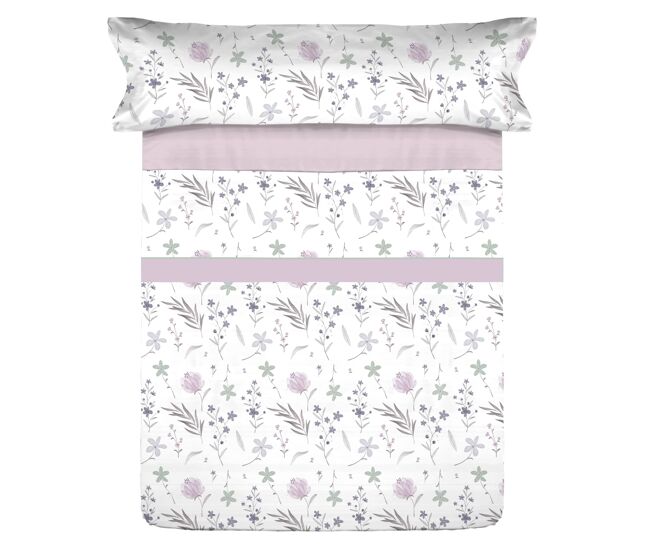 Juego sábanas microfibra verano civel rosa cama 105cm donegal collections