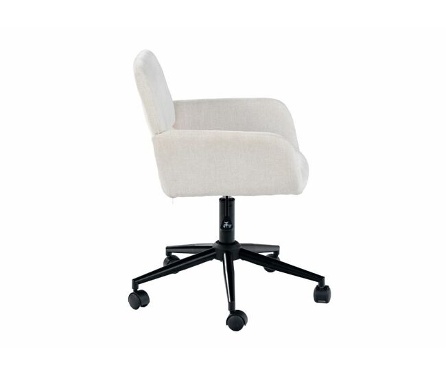 Sillón tocador escandinavo, tela beige, giratorio, altura regulable y 5 ruedas ross kd chenille beige black